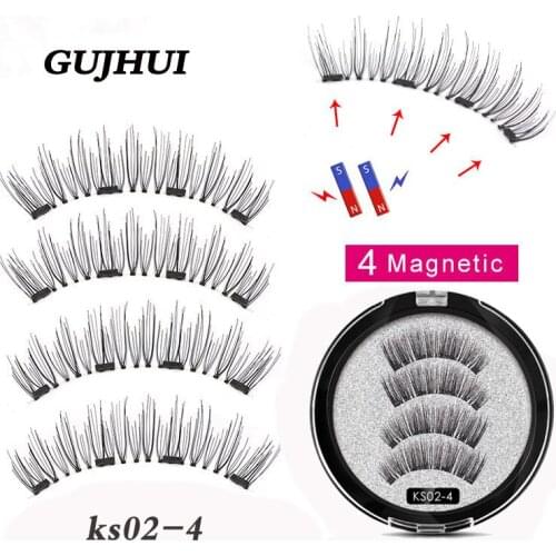 Xinleyong Magnetic eyelashes with 4 magnets handmade 3D/6D magnetic lashes natural false eyelash