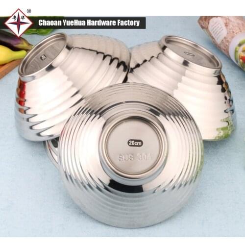 New 304 stainless steel bowl soup bowl factory wholesale noodles 201 durable bowl double insulated salad bowl