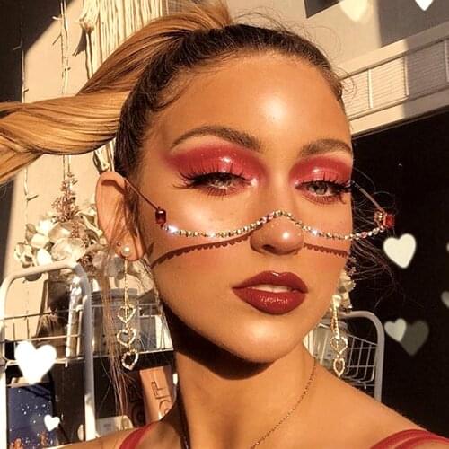 Fashion Diamond Glasses Frames For Women Luxury Half Frame Sunglasses Women Rhinestone Eyeglasses Wave Frames Eyewear Decoration