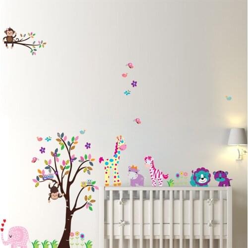Cartoon Animal Kids Baby Rooms Decoration Vinyl Wall Stickers DIY Nursery Home Decor Wall Decals Poster Wallpaper