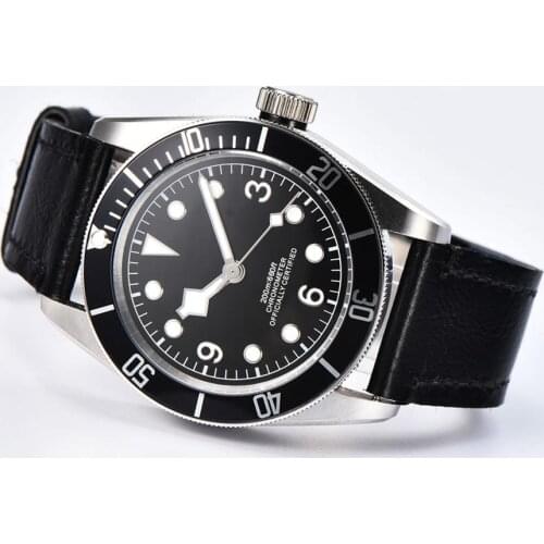 CORGEUT Luxury Brand Schwarz Dial Men Automatic Mechanical Watch Luminous Calendar Military Sport date Clock Leather Watches