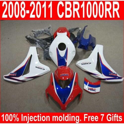 Free 7 gifts injection molding fairing kit for Honda CBR1000RR 08-11 white blue red black fairings set CBR1000RR 2008-2011 DZ37