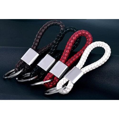 New Woven Leather Key Chain with 2 Rings Men Women business Keychain Party Gift Jewelry Key Rings Keychian K3080