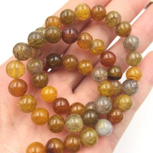 Wholesale Natural Stone Carnelian Agat Round Beads Ball 6 8 10mm Yellow Dragon Veins Onyx Loose Beads for Jewelry Making 15"A251