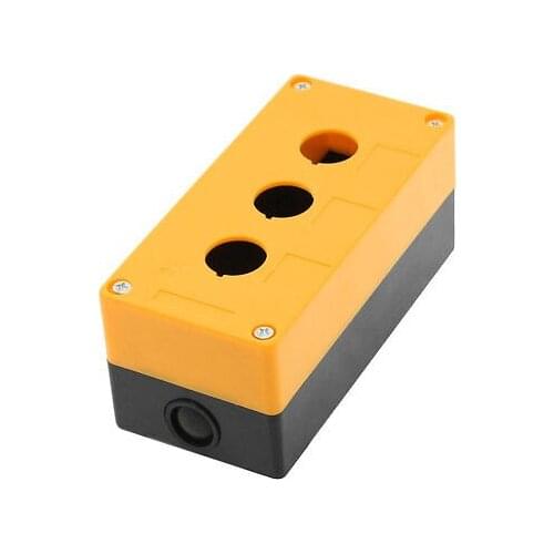 Orange Black Plastic 22mm Dia 3 Holes Push Button Switches Control Box