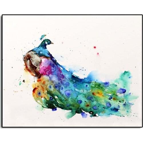 Peacock Watercolor Bird Minimalist Wall Art Canvas Poster And Print Canvas Painting Decorative Picture For Bedroom Home Decor HD