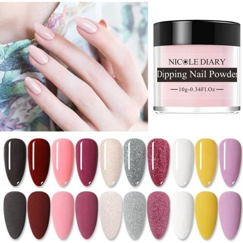 NICOLE DIARY Dipping Nail Powder Fruity Series Coat Dip Nail Glitter Natural Dry For Nail Nail Art Decoration Without Lamp Cure