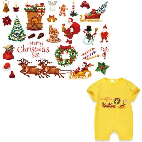 Christmas Pattern Iron-On Transfer Diy Accessory Clothes Fashion Iron On Heat Transfer Stickers Thermal Clothes Christmas Tree