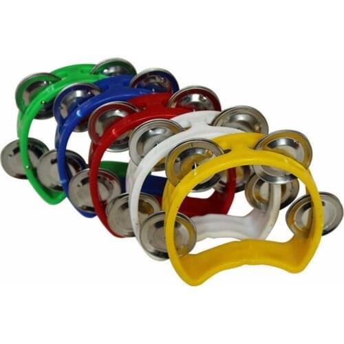 Handbell Held Tambourine Metal Bell Plastic Rattle Ball Percussion Party Game Toy Orff Musical Instruments for Beginner 2021 New