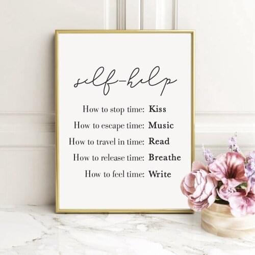 Self-help Design Poster Print Kiss Breathe Write Read Music Quote Modern Minimalism Wall Art Canvas Painting Picture Home Decor