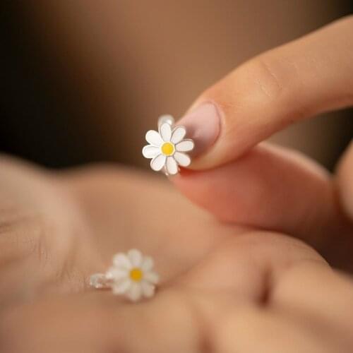 New Season Silver Earrings Silver Daisy Pattern Cabochons Silver Child Tag Gift Earrings New Season Earrings Jewelry Custom Earrings