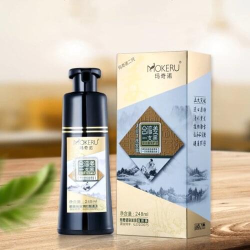 Mokeru 248ml Permanent Black Hair Color Dye 5 Minutes Fast Hair Darkening Shampoo Natural Ginger Black Hair Shampoo For Women