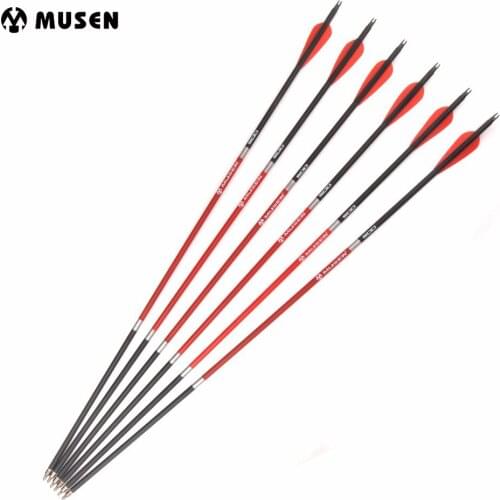 30 Inches Carbon Arrow Diameter 7.8mm with Red Black Plastic Feather for Recurve Bow Archery Shooting Hunting
