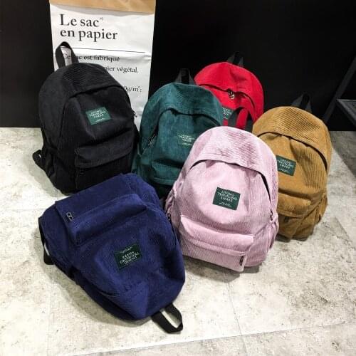 Women Corduroy Canvas Backpack Female Soft Velvet School Bag Mochila Feminina Backpacks Adolescent Teenage Girls Travel Bagpack