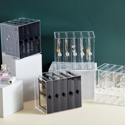 High-end Dustproof Earrings Jewelry Storage Box Earrings Storage Artifact Necklace Display Stand Household Hand Jewelry Box