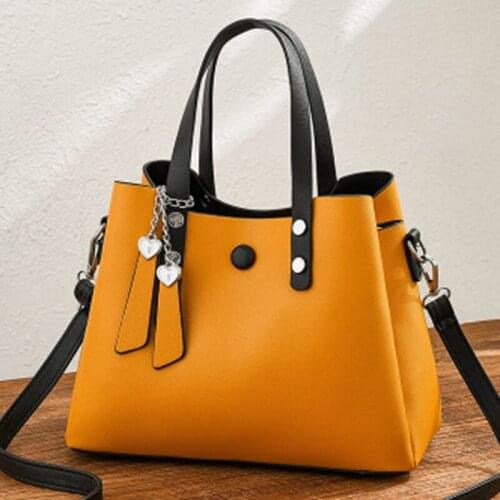 Women Leather Handbag 2021 Casual Crossbody Bag Yellow Bags Ladies Designer Handbags High Quality Shoulder Bags