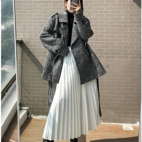 Women Summer Solid Pleated Skirts Elegant Elastic High Waist Maxi Skirt Casual Black White Midi Skirt Jupe Tulle Femme