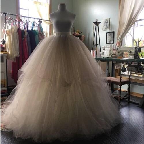 Gorgeous Puffy Tulle Skirt Bridal Ball Gowns For Lady Photography Lush Pleated Tutu Skirt Women Zipper Custom Made Floor Length