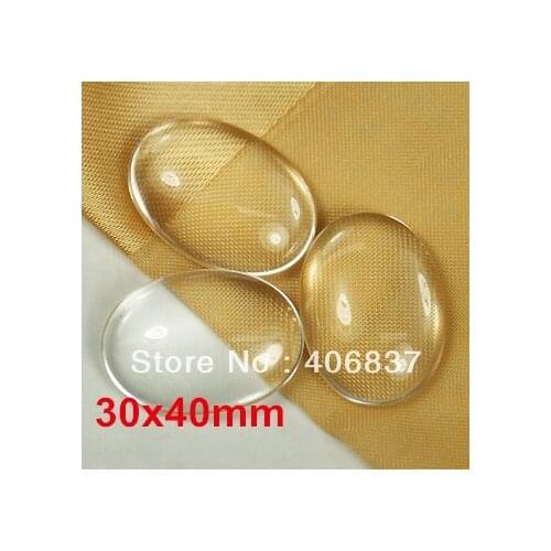 10pcs/lot, Good Quality 30X40mm Dome Oval Transparent Clear Magnifying Glass Cabochon
