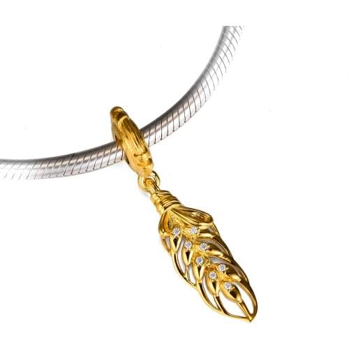 100% 925 Sterling Silver Floating Grains Dangle Shine Charm Fits DIY Women Bracelets Necklace Jewelry 2018 New