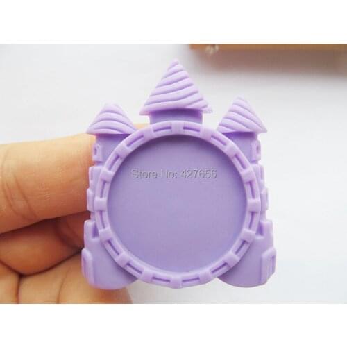 100pcs Pink/Hot Pink/Light Blue/Purple Flatback Resin Castle Charm Finding,Base Setting Tray Bezel,for 25mm Cabochon/Cameo