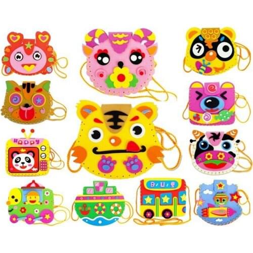 12Style 3D EVA DIY handbag Cartoon Animal Puzzle Stickers Toys For Kids Girl Learning Education action Toys Kids gift