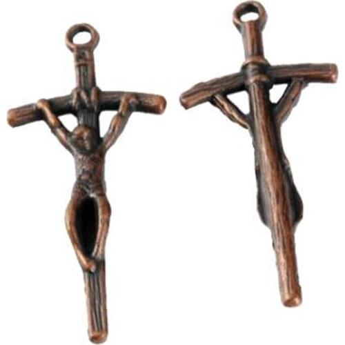 Jesus Christ Crucifix Cross Religious Charm Pendants 15Pcs/ lots 17.8x41.5mm Alloy Jewelry DIY Fit Necklace Antique copper A-328