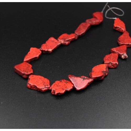 2Strands/Lot Natural Red Raw Turquoises Slab Nugget Loose Beads,Howlite Magnesite Slice Pendant Beads Necklace Jewelry
