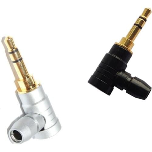 2PCS 3.5mm 3 Pole male Stereo Audio Right Angle Barss Plug Jack Cable Solder Adapter Connector