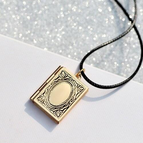 20pcs/Lot Book Shaped Photo Frame Necklace Picture Locket Chocker Can Open Memorial Women Fashion Jewelry Wholesale