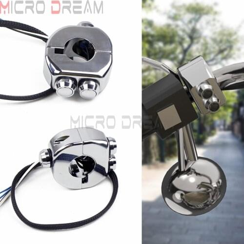 Chrome 22mm 25mm Handlebar Control Switch Motorcycle Turn Signal/Light/Horn 3-Button Housing Switch Fit 7/8'' Or 1'' Bar Switch
