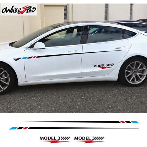 4PCS Car Door Waist Line Decals Door Side Stickers For Tesla Model 3 S X P100D Auto Body Decor Vinyl Decal Exterior Accessories