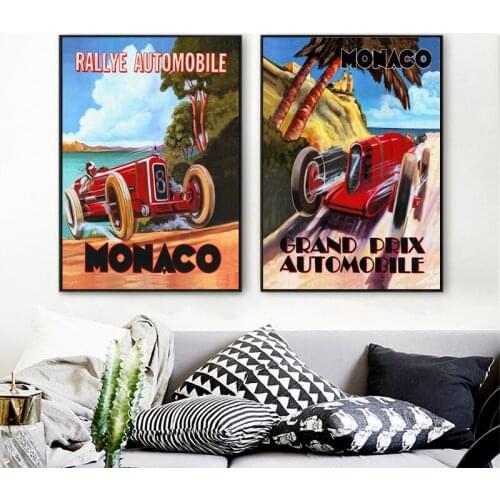 Free shipping europe cartoon retro car oil painting canvas painting prints on canvas home wall art room decoration picture