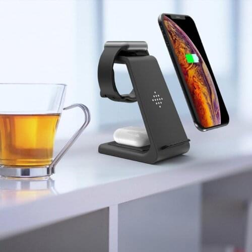 3 In 1 Wireless Charger Dock Charging Station For Apple Watch Airpods IPhone 12 11 XS 8+ Fast Charging For Galaxy Watch Active