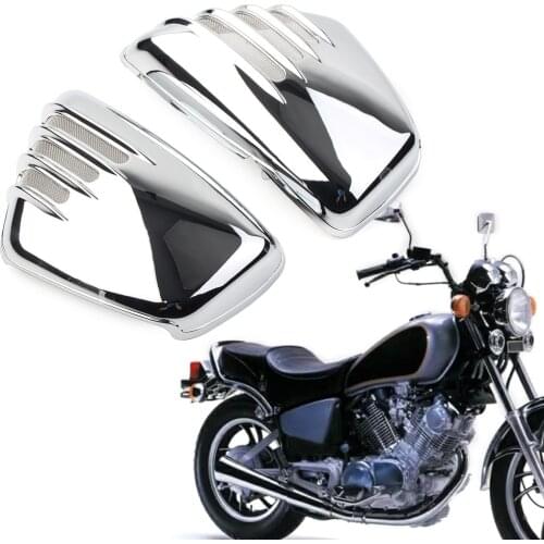 1Pair Chrome Motorcycle Battery Side Fairing Guard Cover Protector For Yamaha XV700 750 1000 1100 Virago 1984-2020 ABS Plastic
