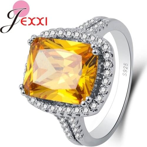 Big Yellow Charming Luxury Rings Best Women Bridal Fingers Jewelry High Quality Nice Gift For Lover Girfriend Wholesale