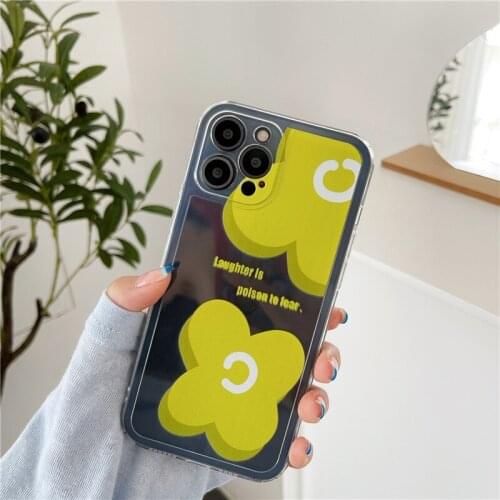 Phone Case Mobile Shell Korean style green flowers for iPhone11promax Apple 12 mobile phone case xs/xr transparent 8plus side