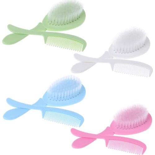 1 Set Baby Comb Brush Nursing Supplies Bathing Washing Hair Soft Bristle Round Tip Safe Head Massage Grooming JAN-30