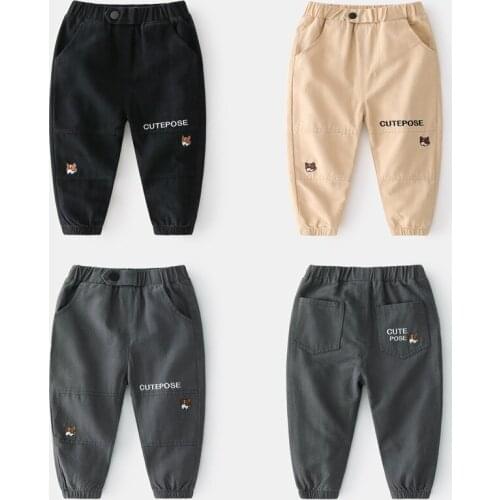 Kids Trousers Spring Autumn Korean Baby Boys Letter Embroidery Cardigan Pants Childrens Pants Casual Loose Trousers for Boys