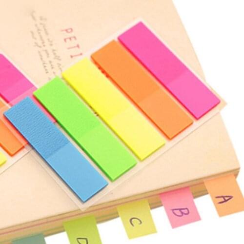 Fluorescent Classification Index Creative Cute Kawaii Colored Memo Pad Sticky Paper Post Note School Office Supplies Stationery