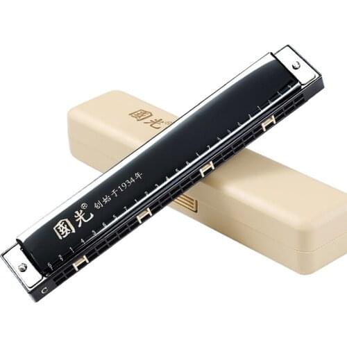 Harmonica 24 Holes Key of C Harmonica Musical Instrument with Case Tune Standard Range for Beginners Children F12