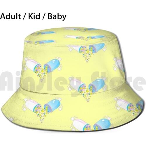 A Perfectly Happy Pill Sun Hat Foldable UV Protection Menhera Pills Pill Capsule Yumekawaii Yamikawaii Happy Pill