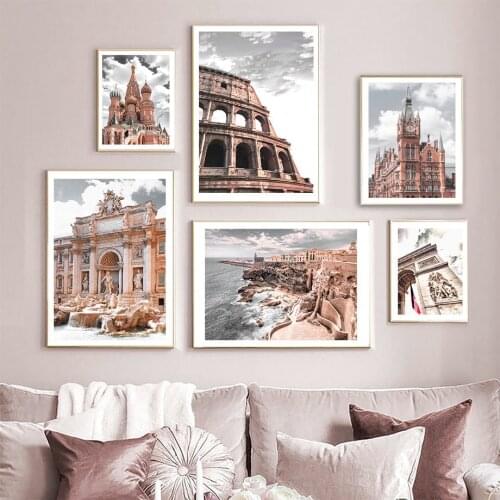 World Travel City Paris Tower Rome London Wall Art Canvas Painting Nordic Posters And Prints Wall Pictures For Living Room Decor