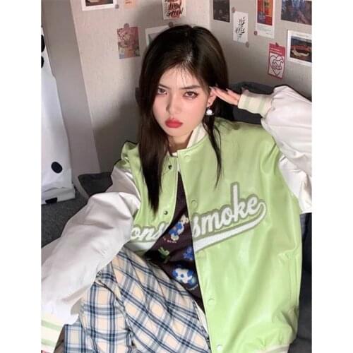 Warm Bomber Jackets Vintage Embroidery Letter Women Parkas 2021 Spring Autumn Coat Female Casual fashion Overcoat Outerwear