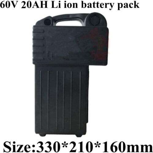 60v 20Ah Li-ion Power Scooter Slide Case Lithium Battery Pack for BMS Bike Ebike 1800w Motor Energy Ups + 5A Charger