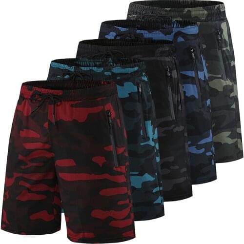 Mens Training shorts fitness running sports men fitness shorts camouflage zipper pocket Breathable Quick-drying sports shorts