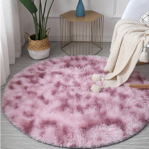 Nordic Style Soft Plush Carpet Living Room Pink Gray Shaggy Childrens Round Rug Bedroom Floor Mat Large Long Hair Mat Decor