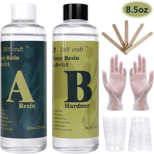 Epoxy Resin Coating Kit - 17 Ounce Kit Crystal Clear Resin for Art, Jewelry, Art Work,Wood finishes, See Through Encapsulations