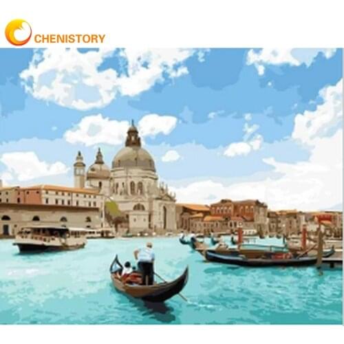 CHENISTORY Frame Painting By Number For Adults Venice Drawing Coloring By Numbers Modern Wall Art Picture For Home Decors