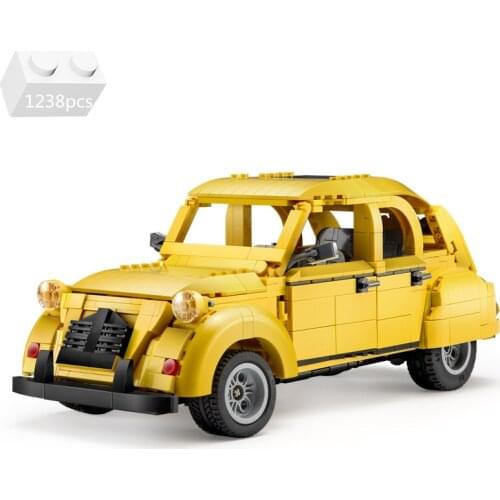 High-tech Retro Car 2CV Creator Expert Building Blocks Model Kit MOC Bricks Supercar Beetles Classic Vehicle Toys For Children